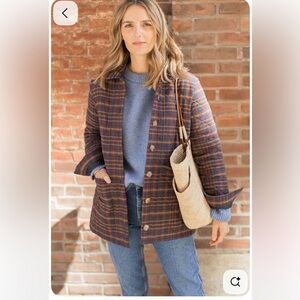 Sézane Will Jacket Ivan Burgundy Plaid